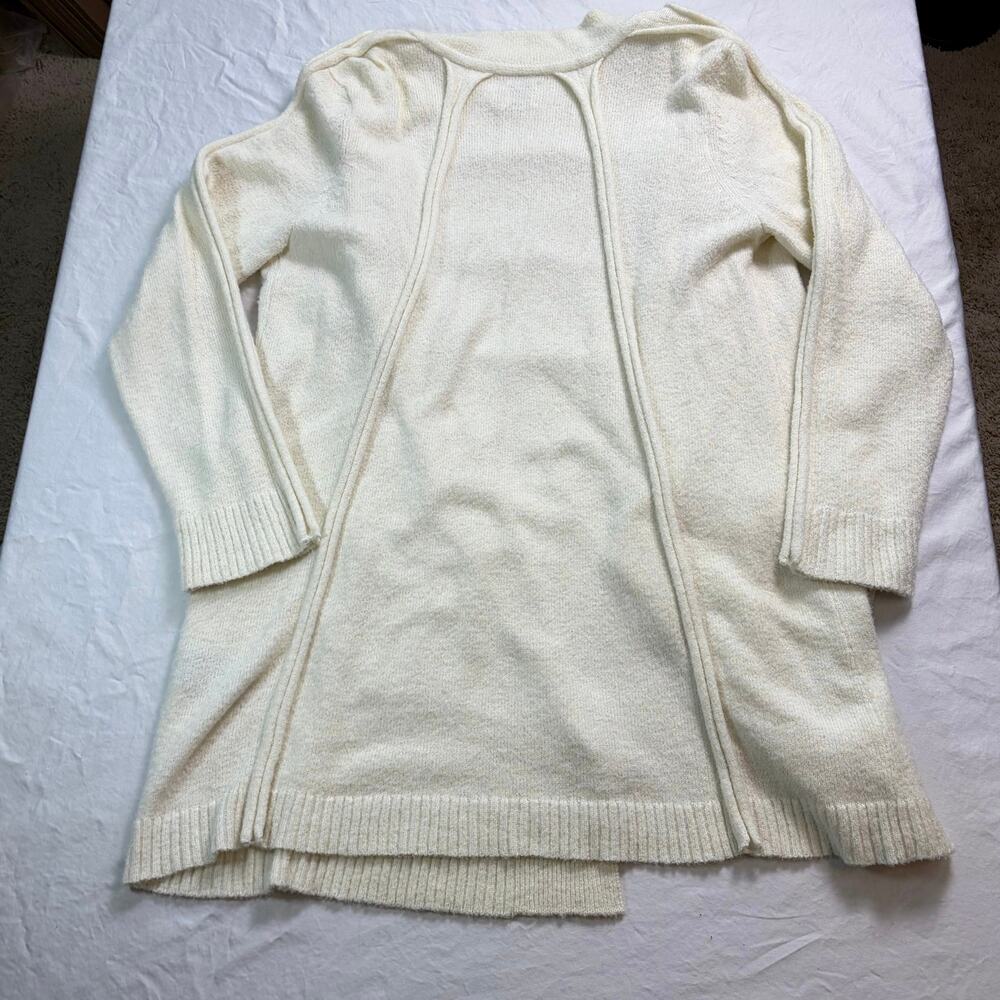 Nic + Zoe cream open collared long cardigan, piping detail. Size M. very soft - Picture 3 of 7